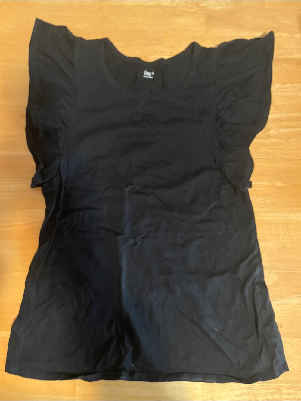 GAP Women’s Black Ruffle detail Sleeveless Top Small Pima Cotton